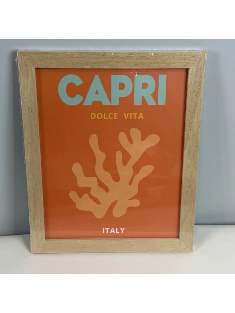 Travel Poster Framed‎ Capri Dolce Vita Italy Orange Preppy Dorm Room Decor